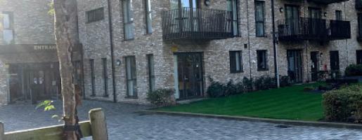 A new apartment block of modern design with balconies
